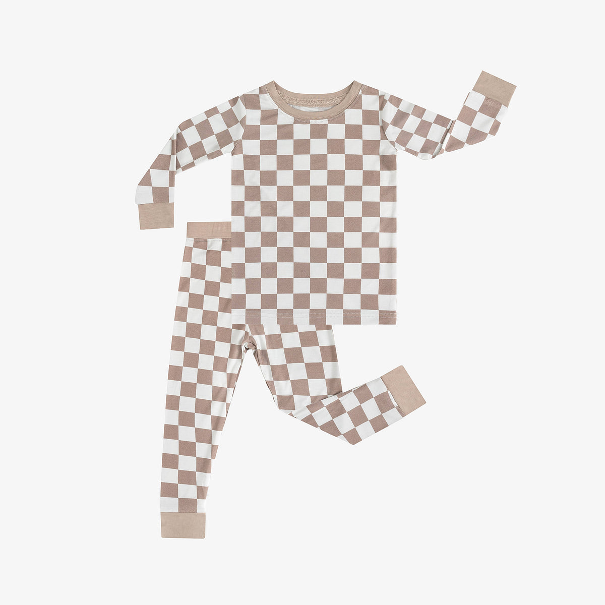 Toddler Boy's Checkerboard Pattern Long Sleeve Top & Pants Set