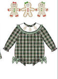 Girls Green Plaid Gingerbread Bubble