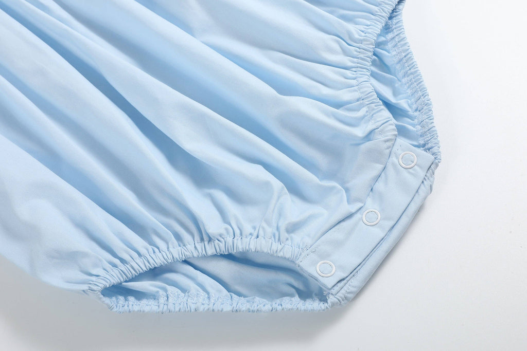 Blue and Pink Bow Smocked Romper