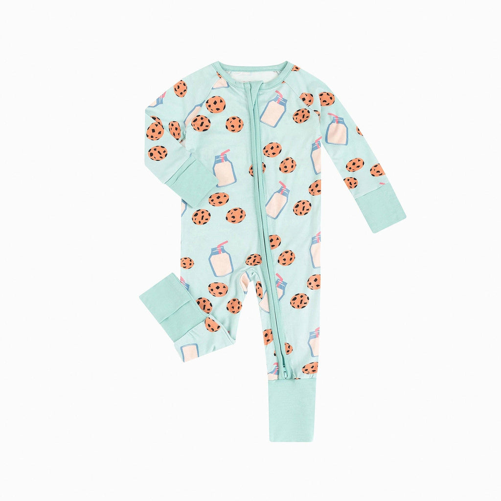 Cookies Milk Bamboo Zipper Romper Pajamas