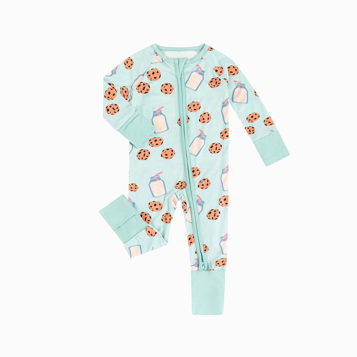 Cookies Milk Bamboo Zipper Romper Pajamas
