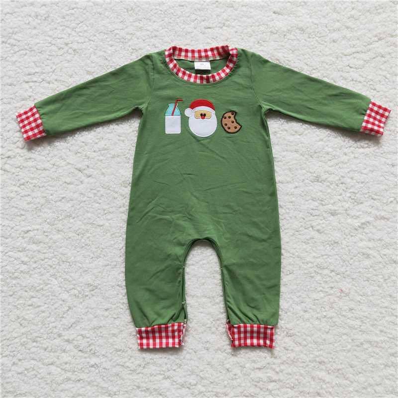 Sibling Christmas Milk Cookie Santa Embroidery Toddler Cloth