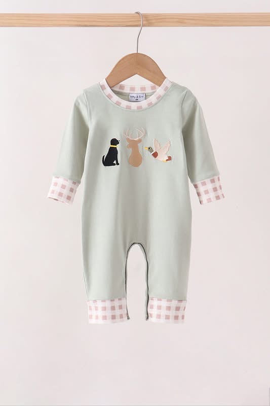 SAGE HUNTING EMBROIDERY ROMPER