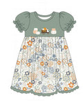 GREEN PUMPKIN FRENCH KNOT DRESS