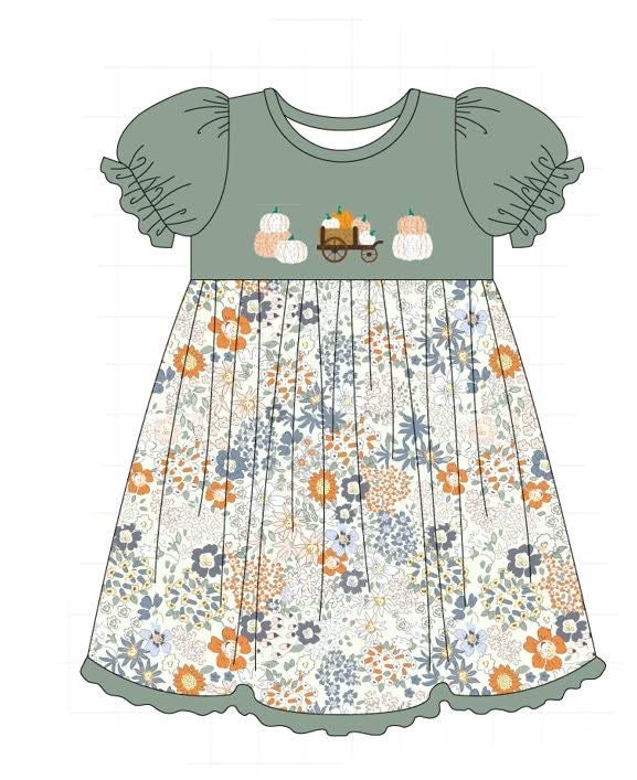 GREEN PUMPKIN FRENCH KNOT DRESS
