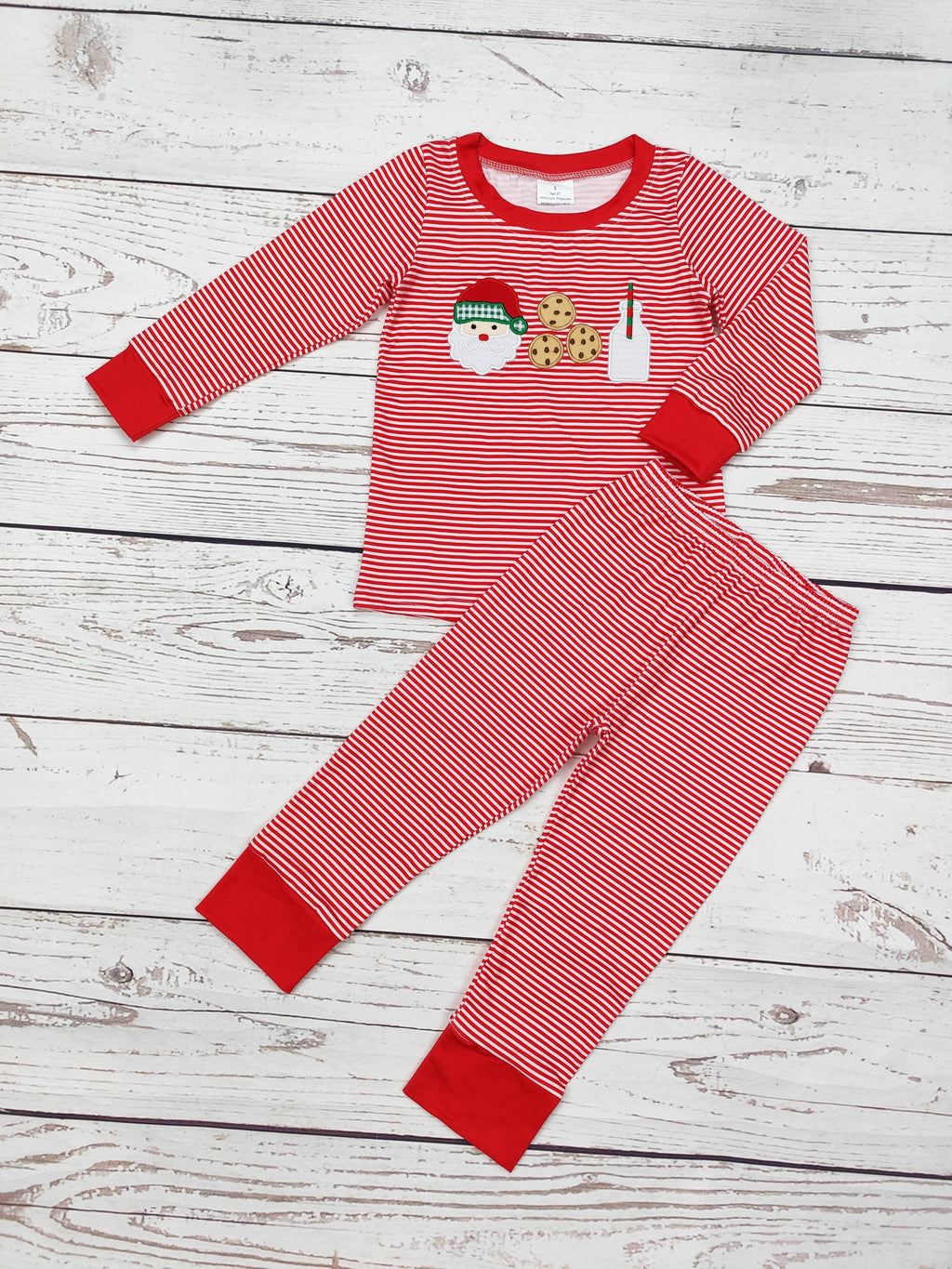 Santa's Milk & Cookies Appliqué Boys Pajamas