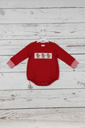 Baby Boys Gingerbread Embroidery Christmas Romper