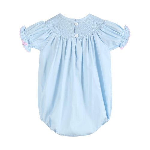 Blue and Pink Bow Smocked Romper